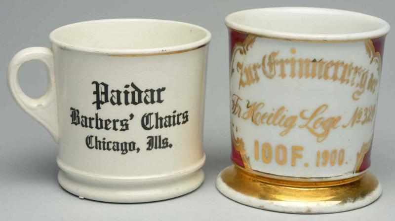 Appraisal: Lot of Shaving Mugs Odd fellows fraternal mugs Includes one