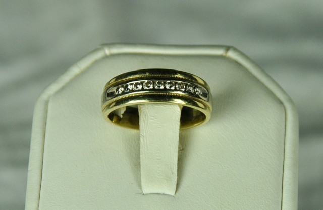 Appraisal: K Yellow White Gold Diamond Wedding RingGentleman's wedding band Contains