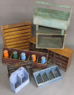 Appraisal: Various storage boxe Miscellaneous grouping of various storage boxes bins