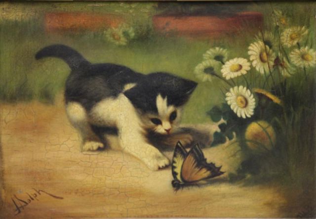 Appraisal: After John H Dolph Oil on Canvas of a Kitten