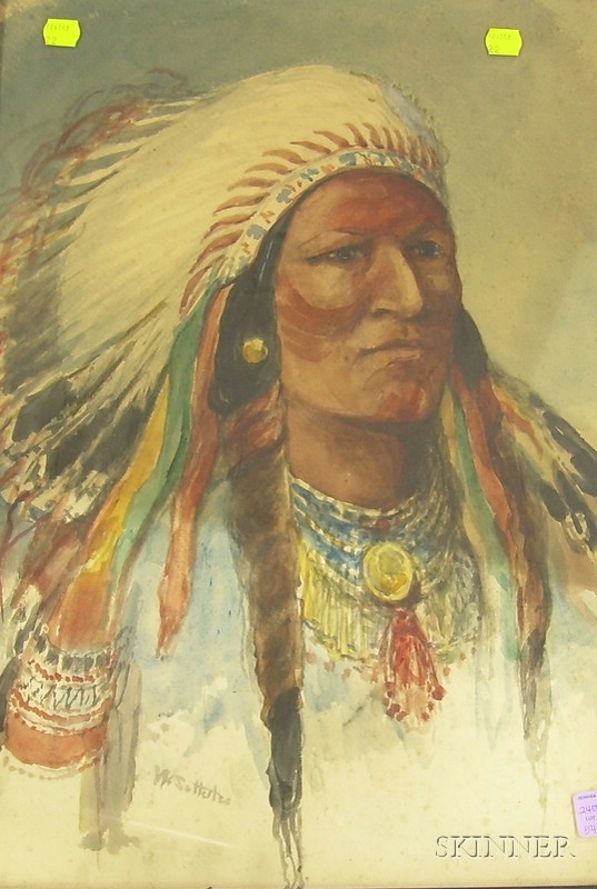 Appraisal: Framed Watercolor on Paper board Portrait of an American Indian