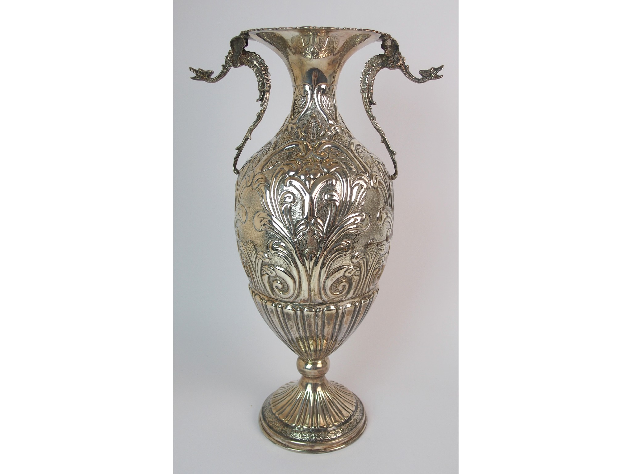 Appraisal: A Mexican silver vase marked PLATA of baluster shape with