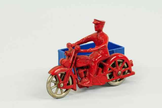 Appraisal: CYCLE WITH SIDECAR DELIVERY BOX Kilgore scarce example cast iron