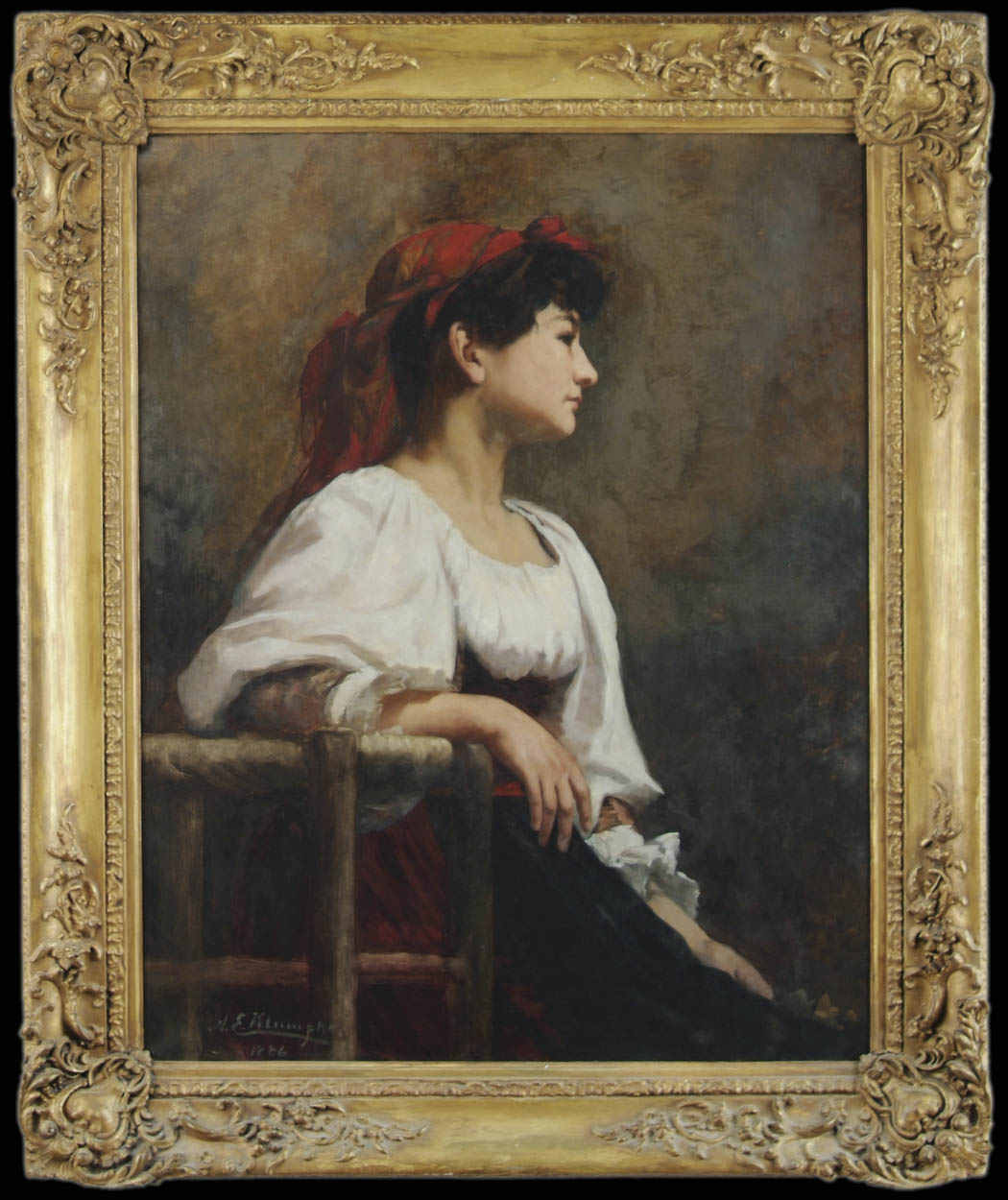 Appraisal: ANNA ELIZABETH KLUMPKE American - THE RED KERCHIEF Outstanding large