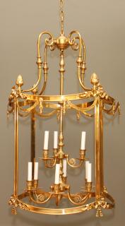 Appraisal: NINE-LIGHT BRASS FOYER LANTERN H DIA Sans glass panels From