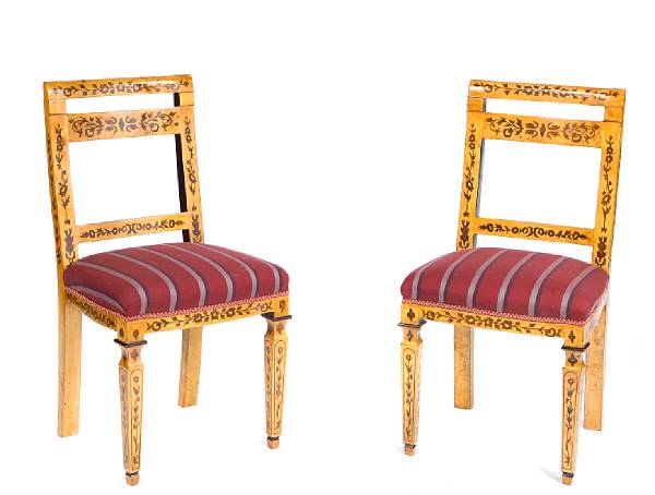 Appraisal: A set of eight Charles X style maple dining chairs