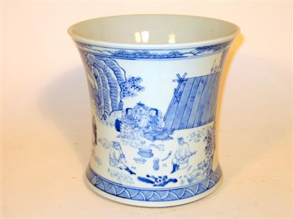 Appraisal: Chinese blue underglazed Kangxi style brushpot th century Of waisted