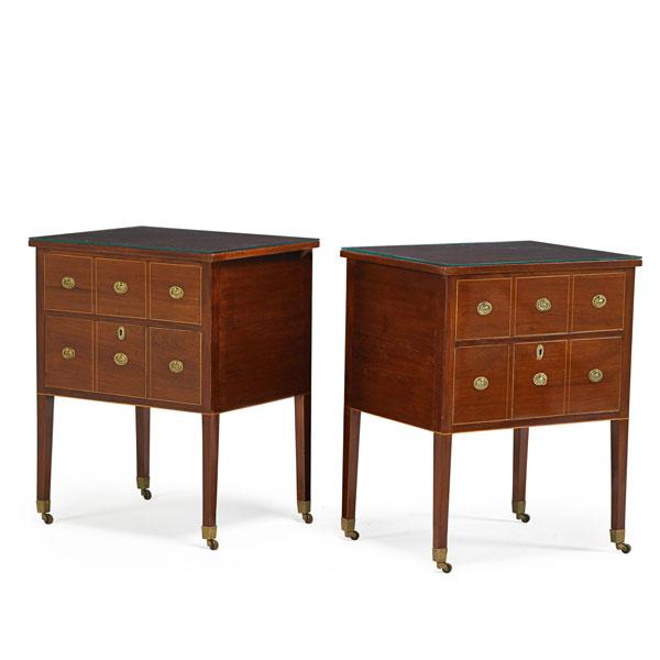 Appraisal: PAIR OF BALTIC NEOCLASSICAL STYLE COMMODES Mahogany with inlay brass