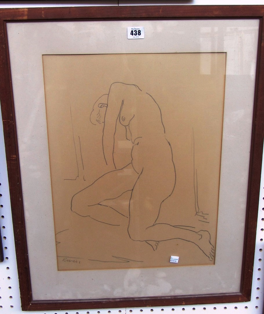 Appraisal: Rivers early th century Female nudes two pencil drawings both