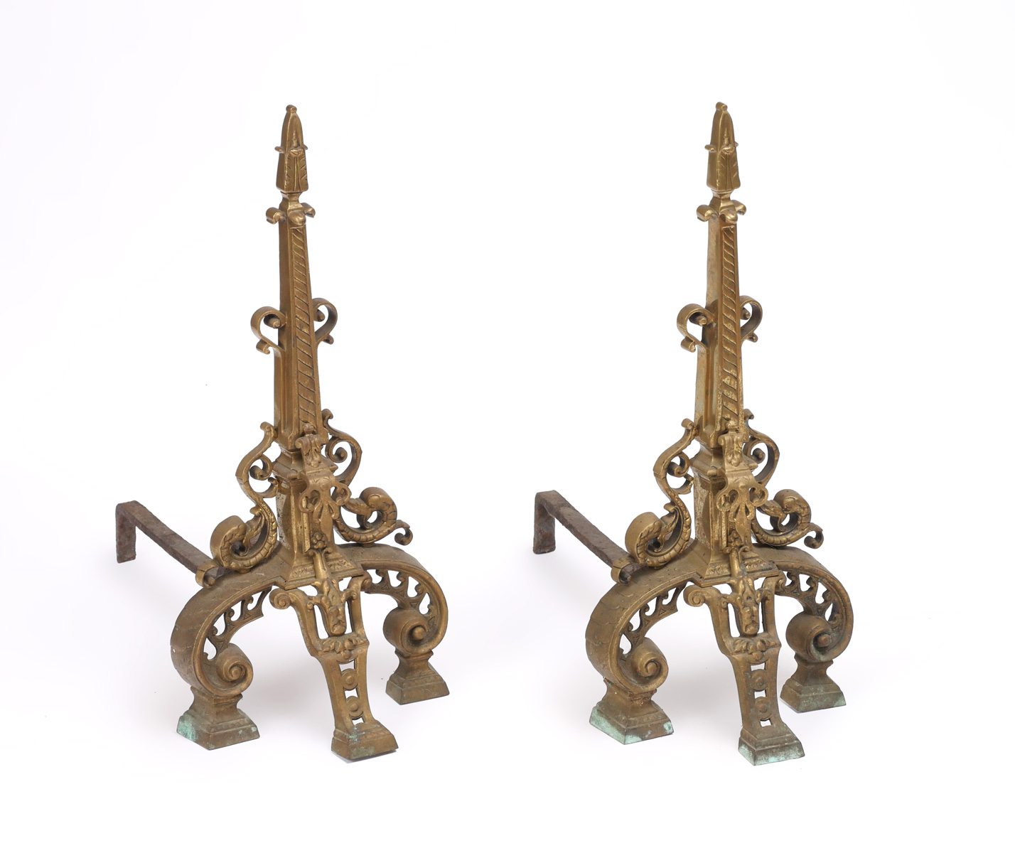 Appraisal: PAIR OF FRENCH BRONZE ANDIRONS Pair of French cast bronze