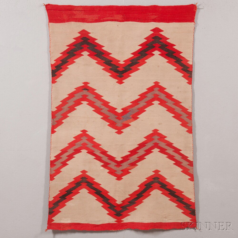 Appraisal: Navajo Transitional Weaving loosely woven with natural and synthetic dyed