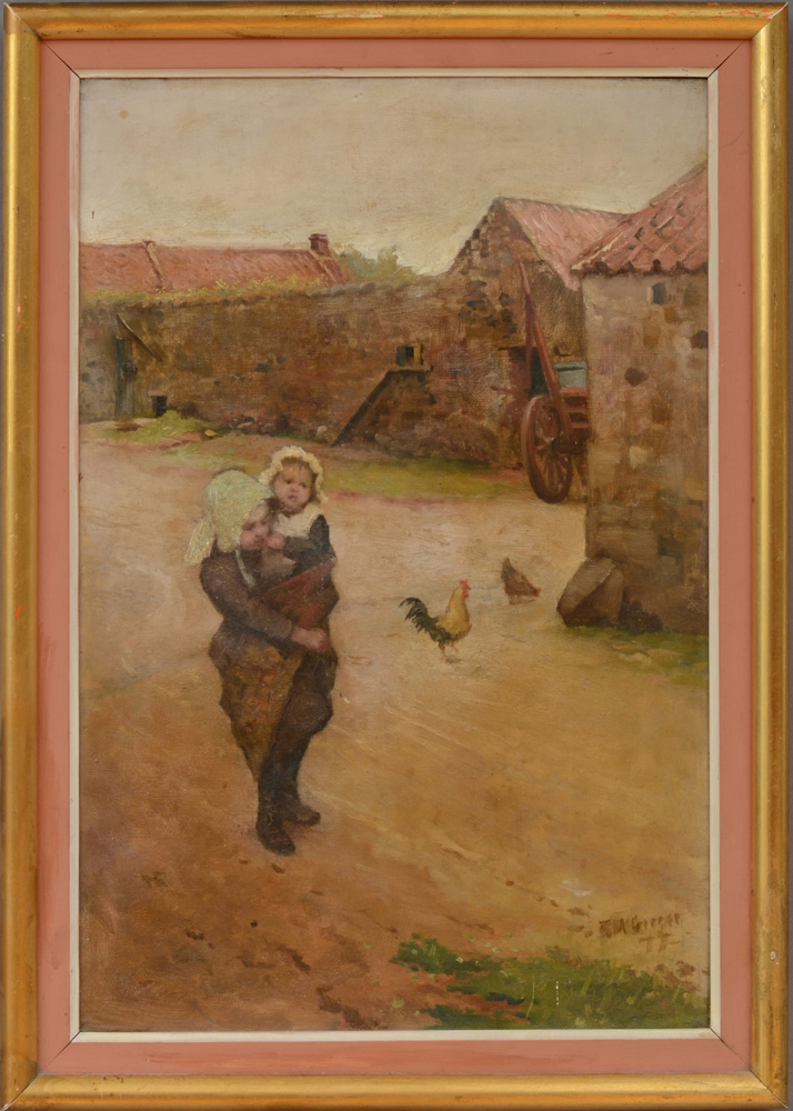 Appraisal: ROBERT MCGREGOR - FIFE FARMYARD Oil on canvas signed 'R