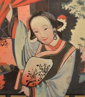 Appraisal: th Century Chinese Reverse Painting on Glass Depicting a Noblewoman