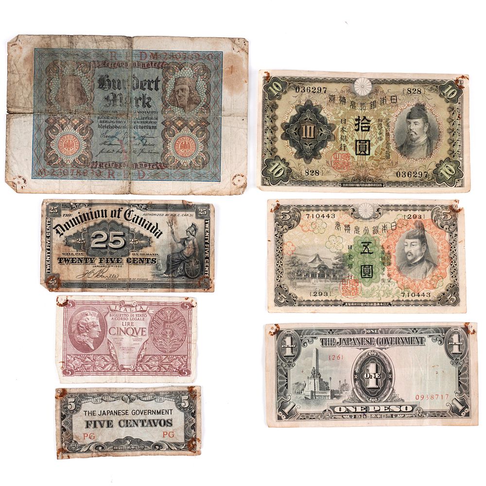 Appraisal: Grp International Banknotes or Paper Currency Group of seven international