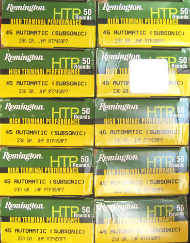 Appraisal: TEN BOXES OF REMINGTON HIGH TERMINAL PERFORMANCE AMMUNITION ACP subsonic