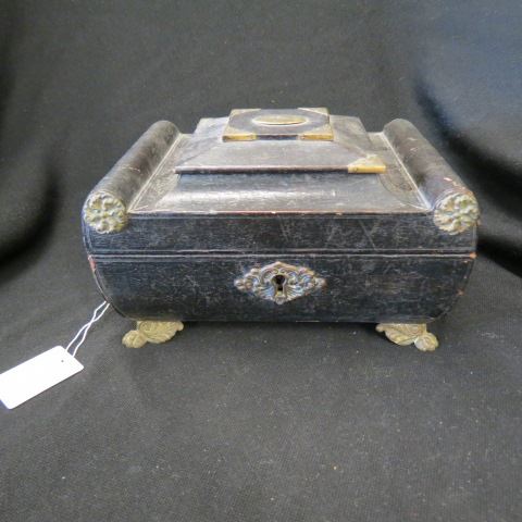 Appraisal: Victorian Wooden Box brass trim footed X