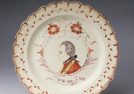 Appraisal: ENGLISH CREAMWARE DUTCH-DECORATED 'PRINCE WILLIAM V OF ORANGE' PLATE -