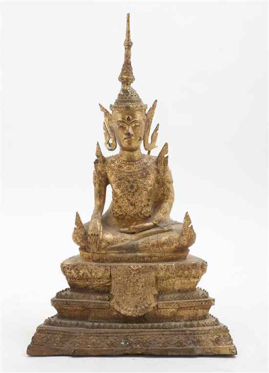 Appraisal: A Taiwanese Gilt Bronze Model of a Buddha in a