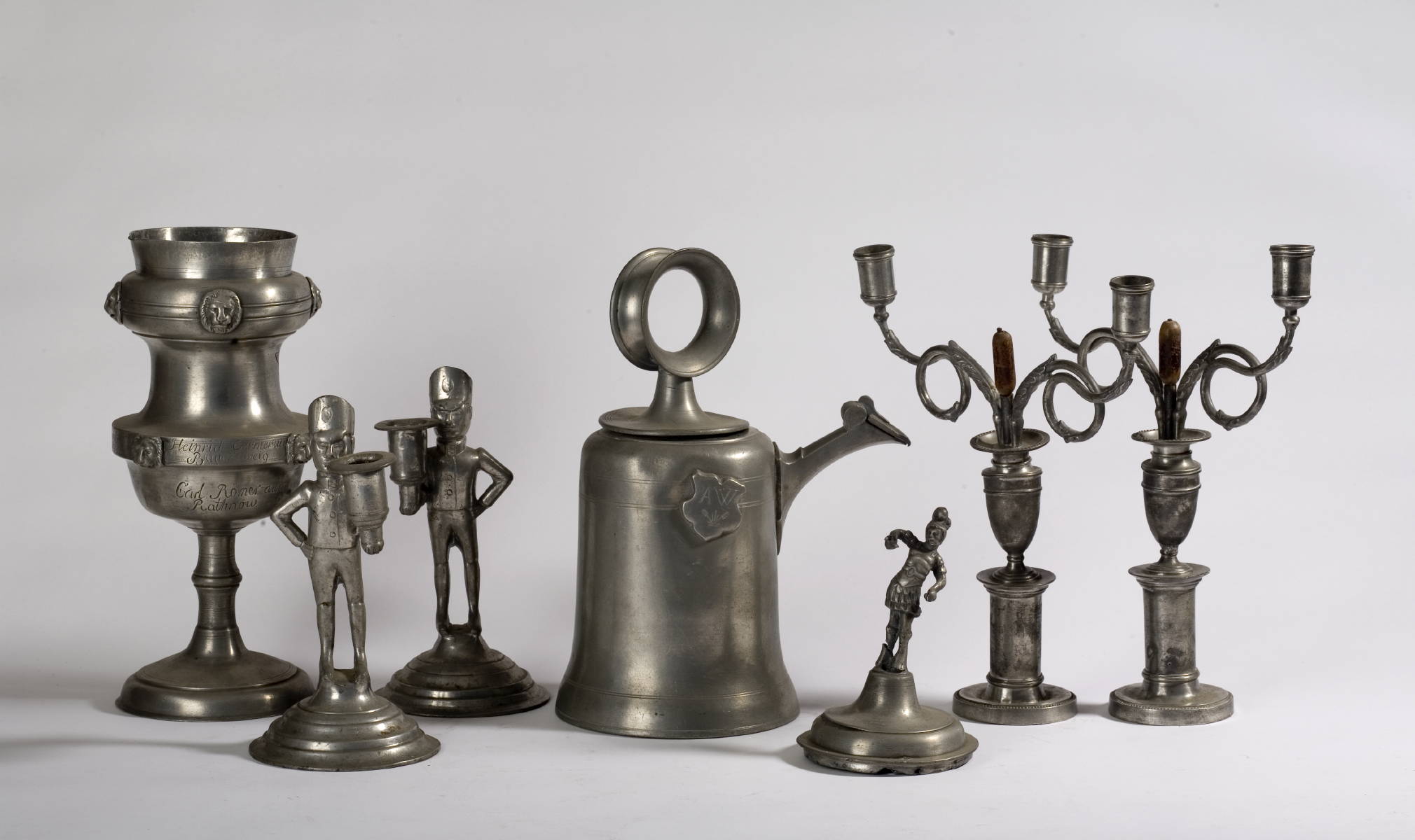 Appraisal: COLLECTION OF CONTINENTAL PEWTER TABLE OBJECTS INCLUDING A COVERED URN