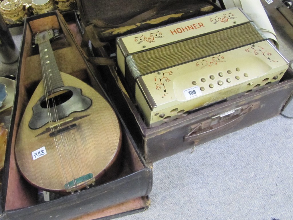 Appraisal: Napoli mandolin with internal label and a Hohner accordion