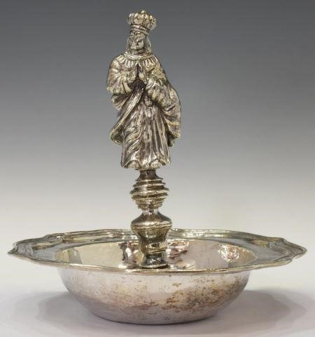 Appraisal: Spanish Colonial style silver content unknown bowl cast figural finial