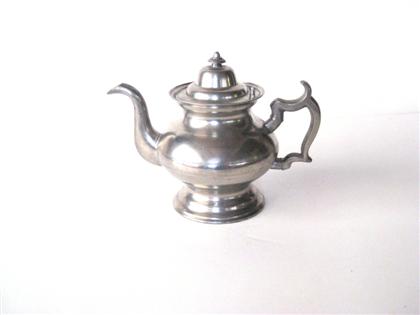 Appraisal: Pewter teapot luther boardman With a domed lid on a