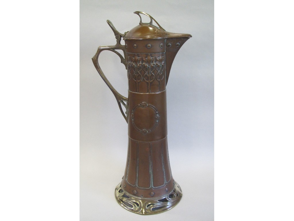 Appraisal: Gesch copper and brass Art Nouveau lidded jug