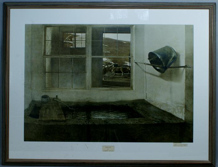 Appraisal: Andrew Wyeth American - signed collotype Spring Fed image x