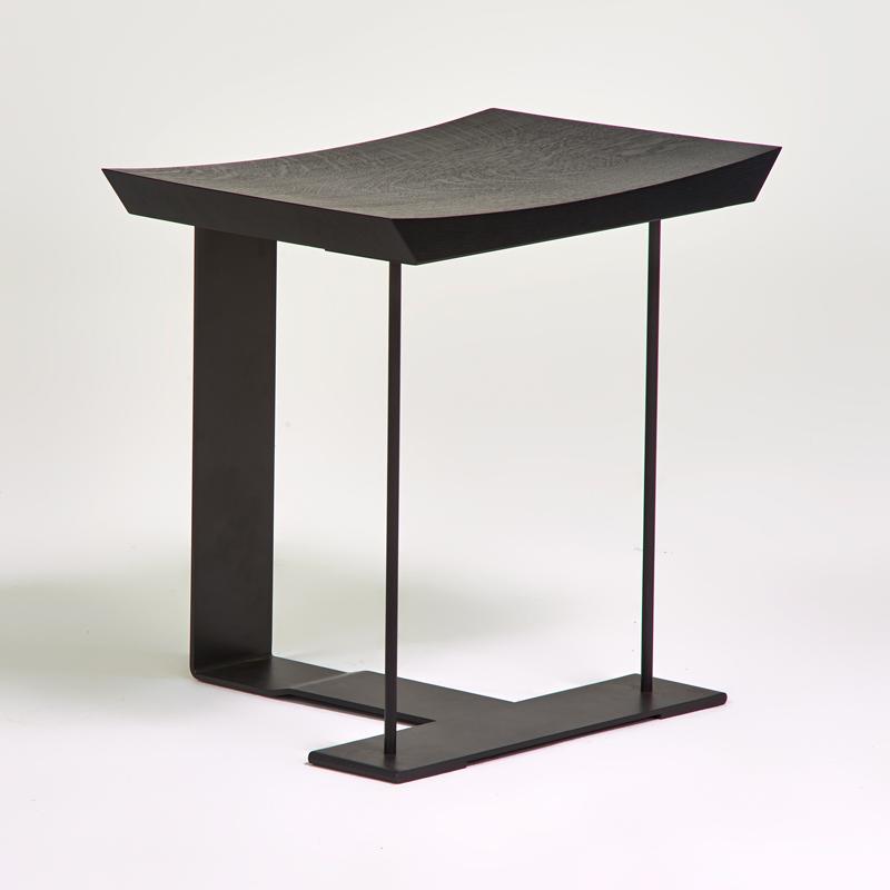 Appraisal: PIERRE CHAREAU ECART PARIS Stool s Stained oak enameled steel