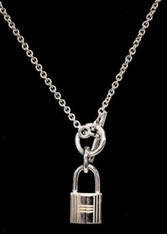 Appraisal: Hermes Kelly Lock pendant necklace in sterling silver a Hermes