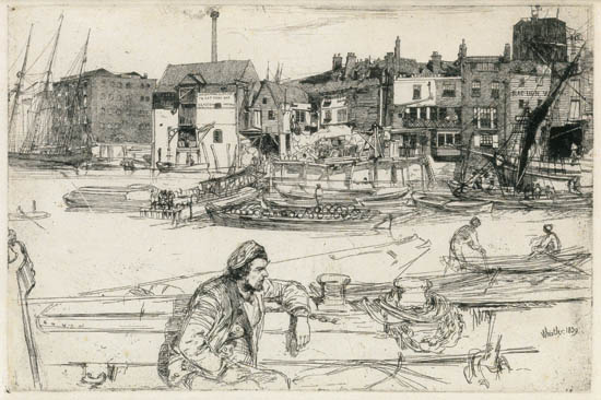 Appraisal: JAMES A M WHISTLER Black Lion Wharf Etching on thin