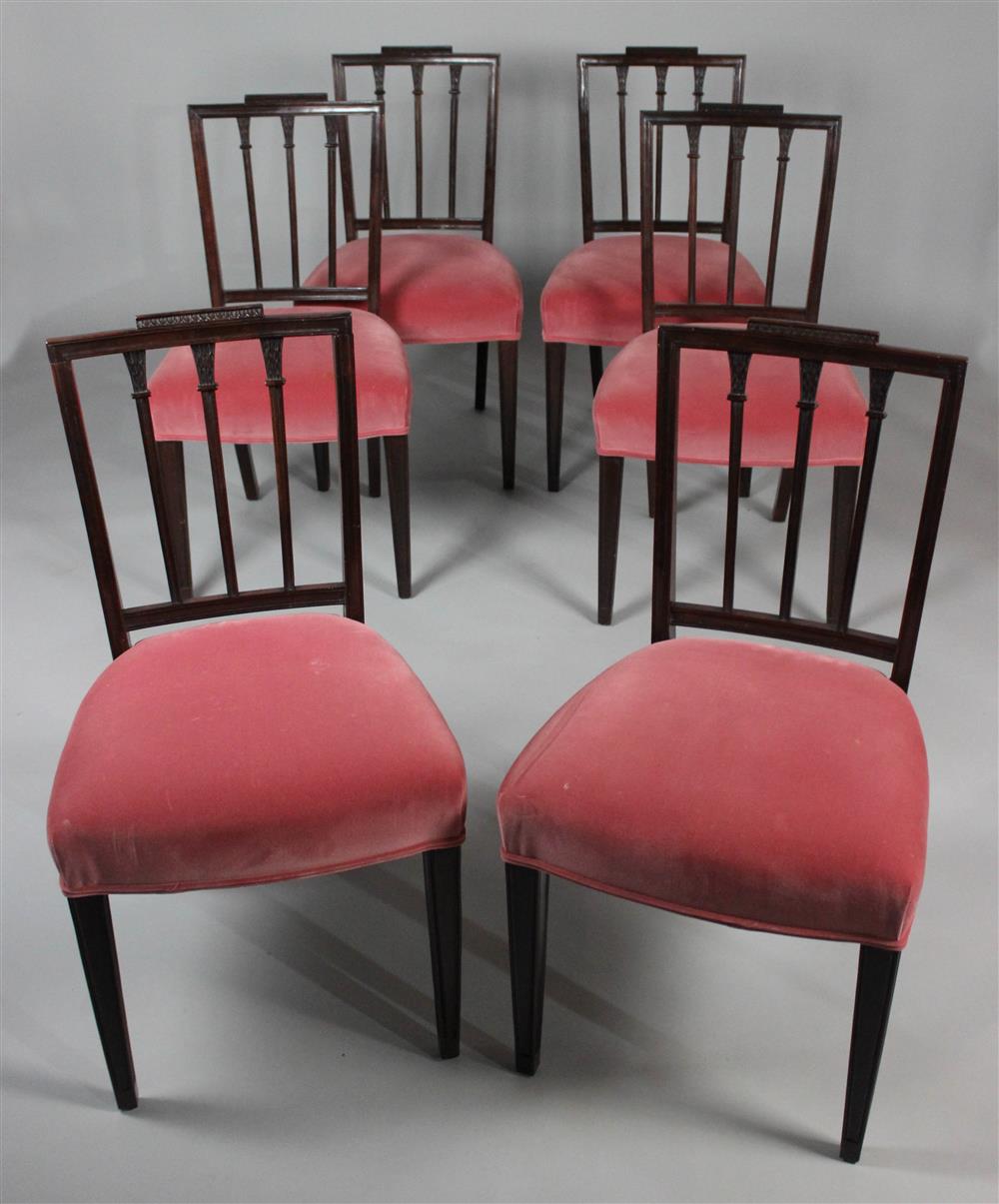 Appraisal: SET OF SIX FEDERAL STYLE CARVED MAHOGANY DINING CHAIRS each