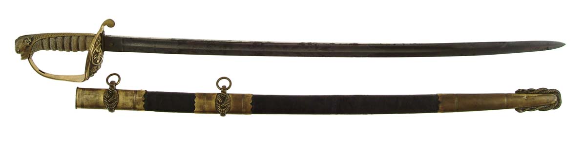 Appraisal: CONFEDERATE NAVAL OFFICER S SWORD - blade etched with military