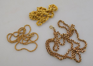 Appraisal: ct yellow gold graduated rope chain yellow metal chain stamped