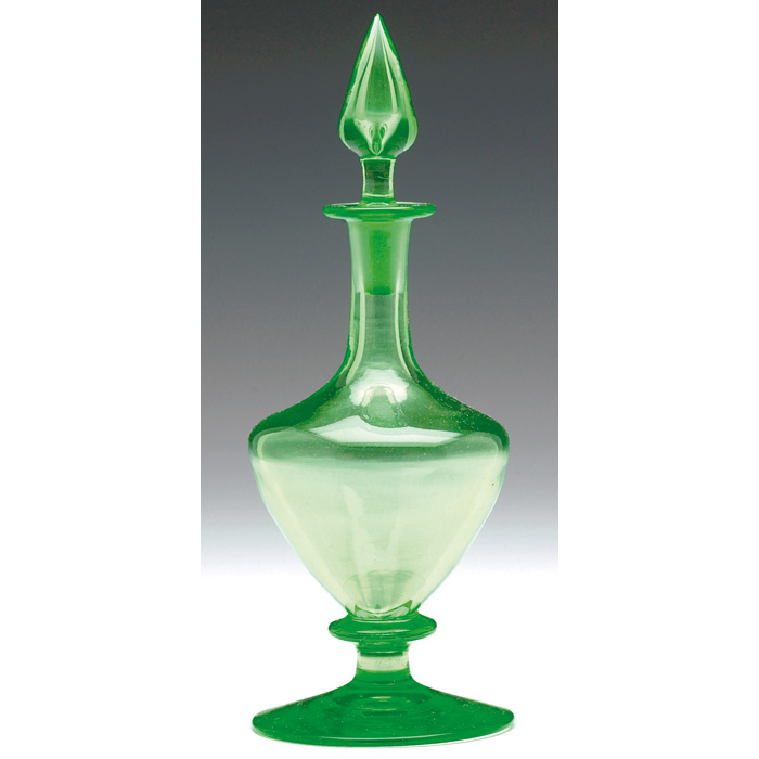 Appraisal: Steuben perfume bottle with stopper Pomona green glass h