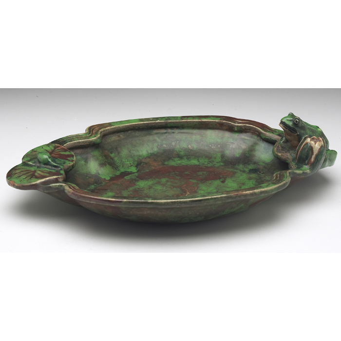 Appraisal: Weller Coppertone console bowl frog and water lilies marked ''w