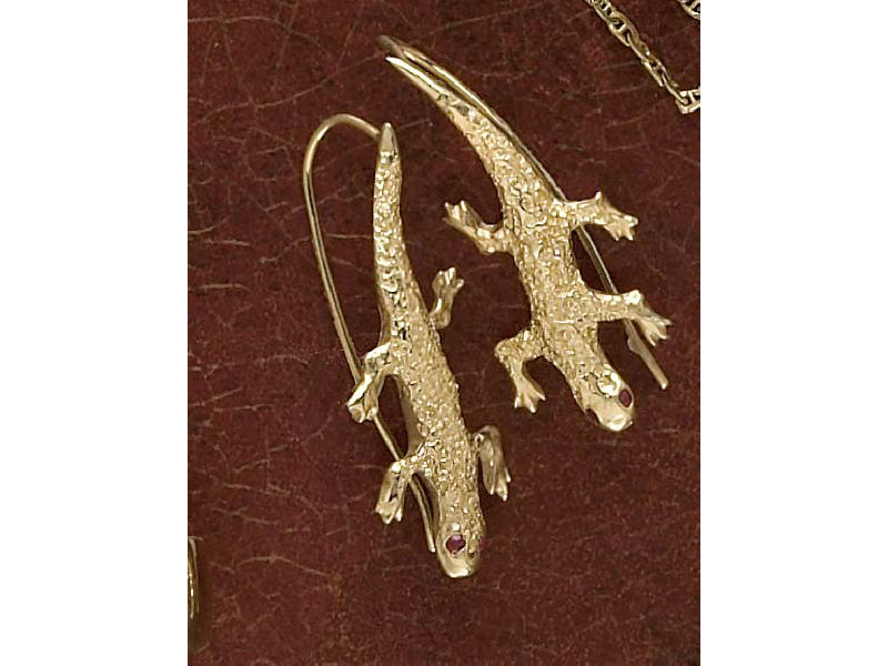 Appraisal: SALAMANDER EARRINGS Custom made yellow gold pierced earrings in the