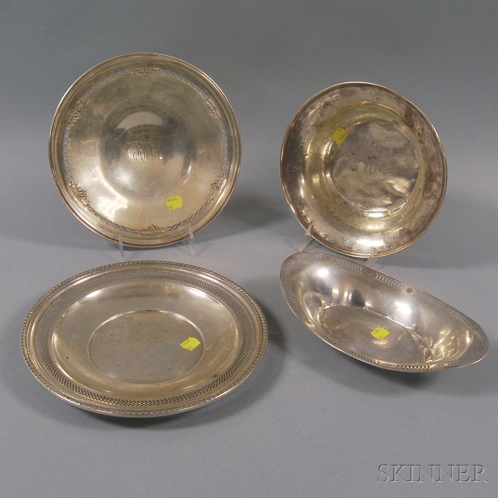 Appraisal: Four Pieces of Sterling Silver Tableware two reticulated cake plates