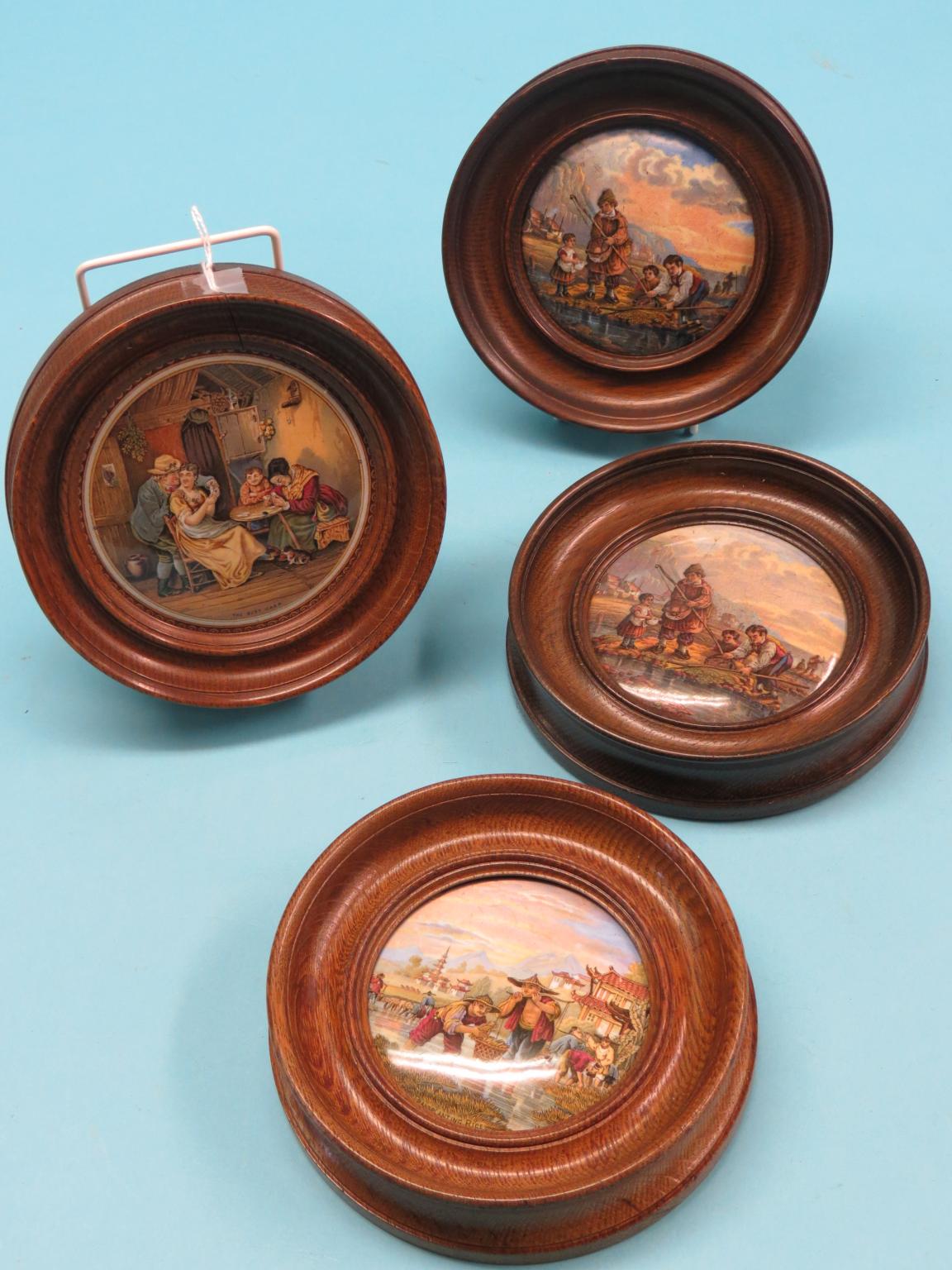 Appraisal: Six Victorian pot-lids including Transplanting Rice and The Best Card