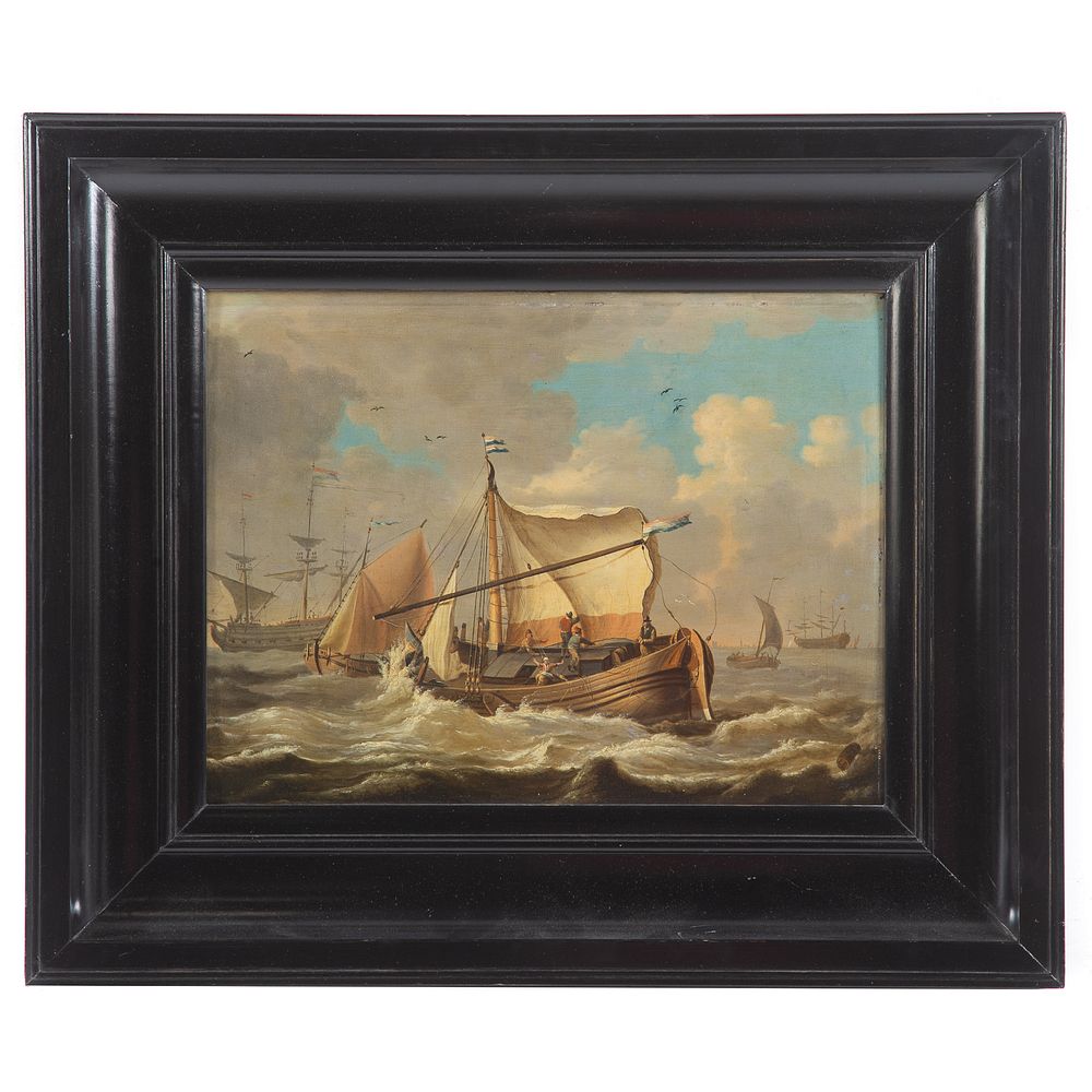 Appraisal: After Ludolf Backhuysen I Ships in Rough Sea oil Dutch