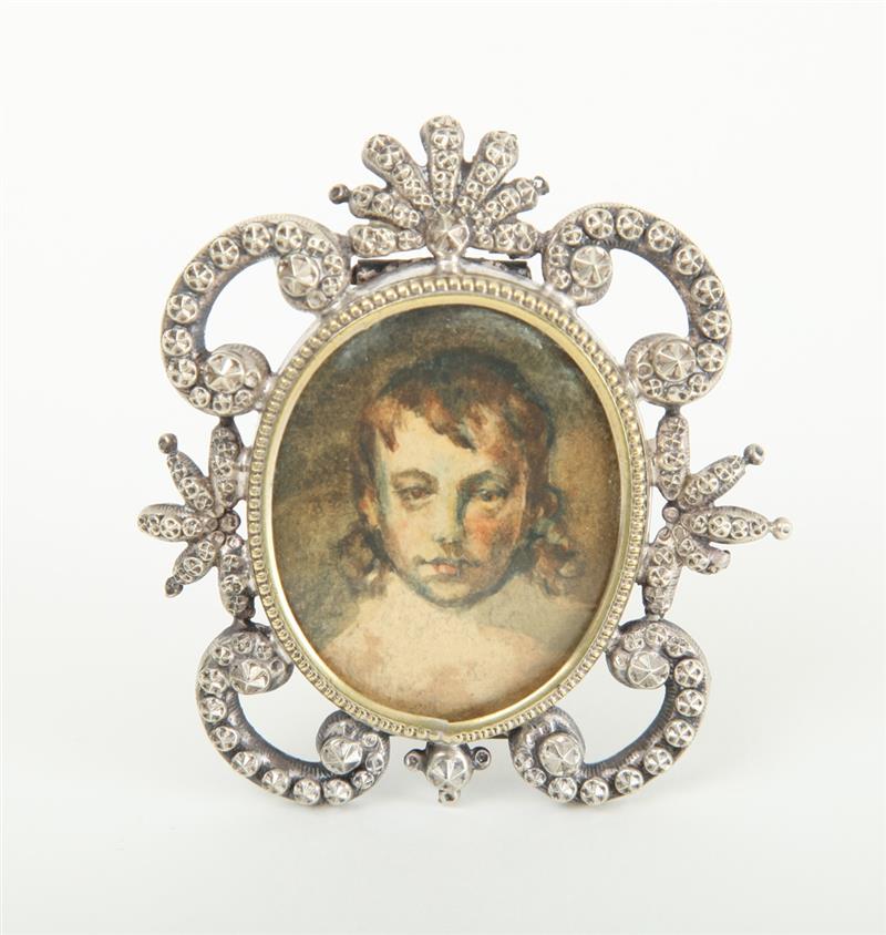 Appraisal: MINIATURE PORTRAIT HEAD OF THE BLUE BOY AFTER GAINSBOROUGH Watercolor