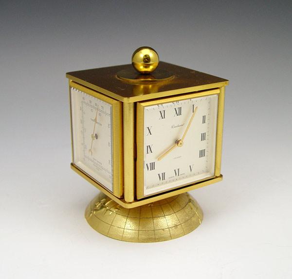 Appraisal: BUCHERER IMHOF SIDED TABLE CLOCK sided with clock hydrometer barometer