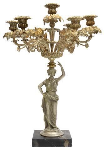 Appraisal: Neoclassical gilt metal candelabrum late th c seven candle nozzles