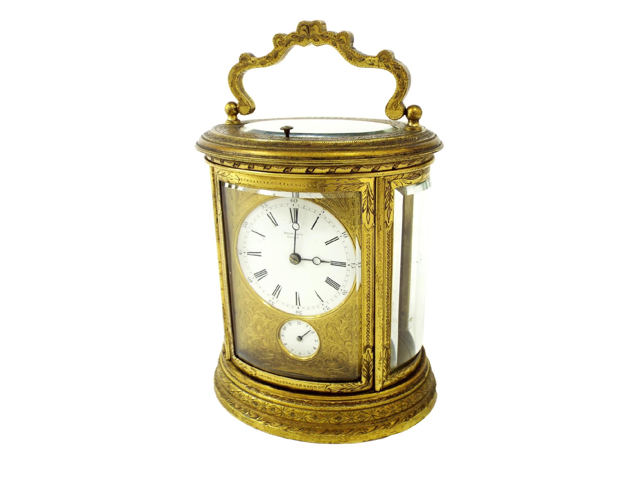 Appraisal: Fine French Drocourt grand sonnerie repeater oval carriage clock with