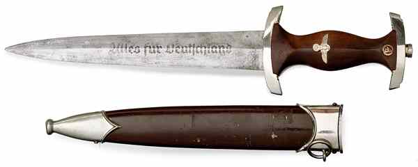 Appraisal: German WWII SA Dagger with Scabbard '' blade marked Alles