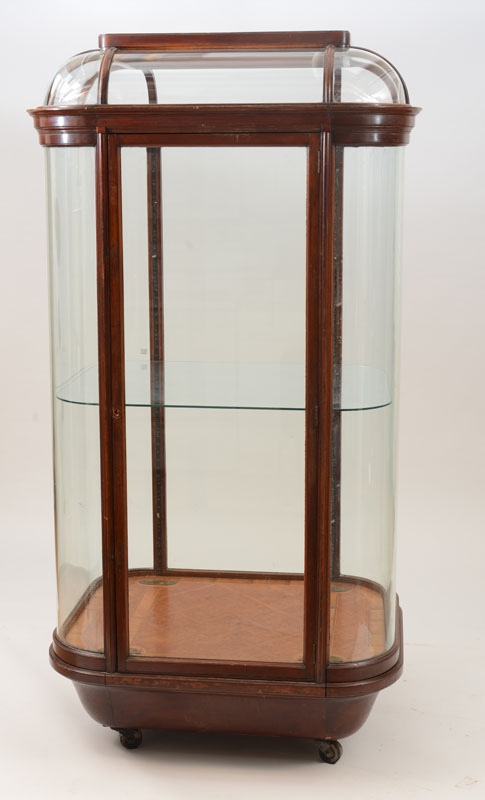 Appraisal: Late Victorian Mahogany and Glass Free-Standing Vitrine Cabinet With dome