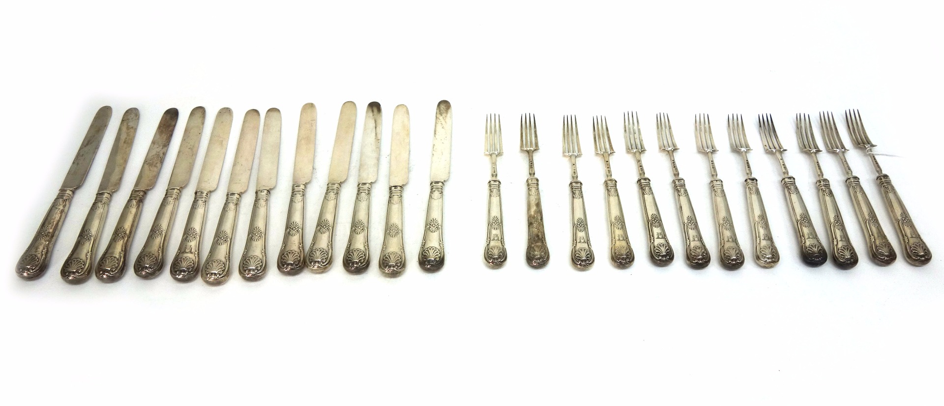 Appraisal: A set of twelve pairs of George IV silver Kings