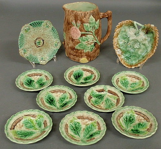 Appraisal: Eleven pieces of English majolica - - eight saucers dia