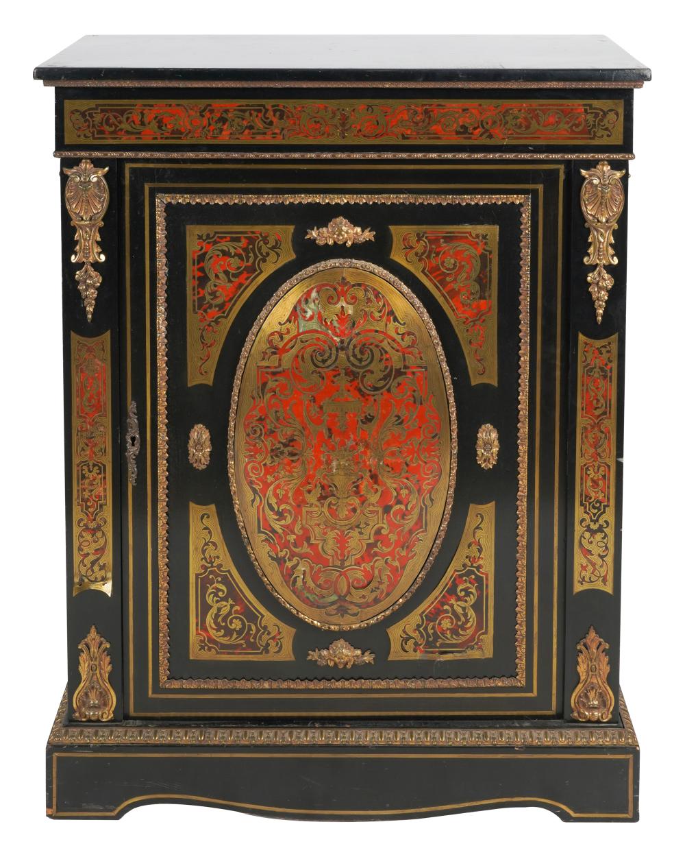 Appraisal: BOULLE MARQUETRY CABINETwith a single door Condition lifting to inlay