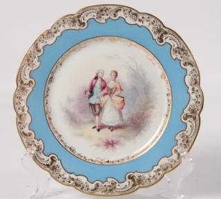 Appraisal: SIGNED CELESTE BLUE SEVRES CABINET PLATE HAVING SCALLOPED SHAPE WITH